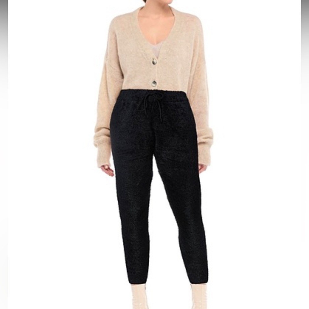 PINKO | NWT Women's Dark Gray Fuzzy C-Clique Drawstring Casual Jogger‎ Pants, S